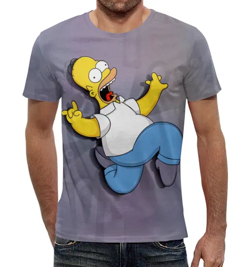 Заказать мужскую футболку в Москве. Футболка с полной запечаткой (мужская) Симпсон  от ПРИНТЫ ПЕЧАТЬ  - готовые дизайны и нанесение принтов.