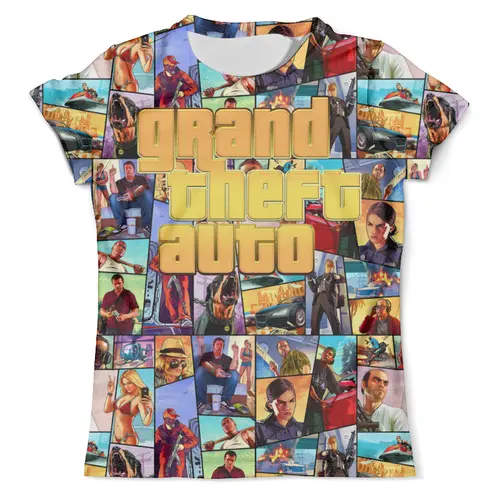 Заказать мужскую футболку в Москве. Футболка с полной запечаткой (мужская) Grand Theft Auto GOLD от balden - готовые дизайны и нанесение принтов.