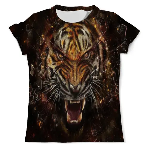 Заказать мужскую футболку в Москве. Футболка с полной запечаткой (мужская) Яростный тигр от Серега Шнайдер - готовые дизайны и нанесение принтов.