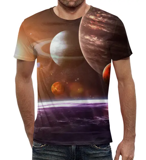 Заказать мужскую футболку в Москве. Футболка с полной запечаткой (мужская) Вселенная от The Spaceway  - готовые дизайны и нанесение принтов.