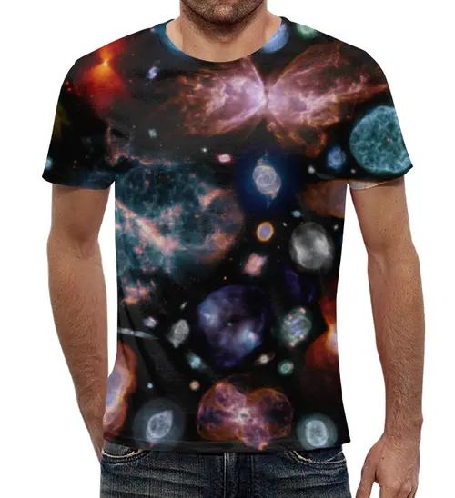 Заказать мужскую футболку в Москве. Футболка с полной запечаткой (мужская) Галактический мир от The Spaceway  - готовые дизайны и нанесение принтов.