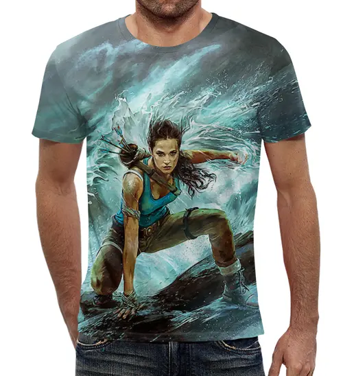 Заказать мужскую футболку в Москве. Футболка с полной запечаткой (мужская) Tomb Raider: Лара Крофт от balden - готовые дизайны и нанесение принтов.