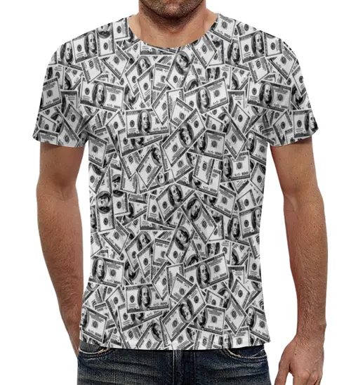 Заказать мужскую футболку в Москве. Футболка с полной запечаткой (мужская) Доллар от THE_NISE  - готовые дизайны и нанесение принтов.