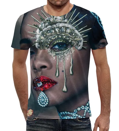 Заказать мужскую футболку в Москве. Футболка с полной запечаткой (мужская) Rihanna от Vladec11 - готовые дизайны и нанесение принтов.