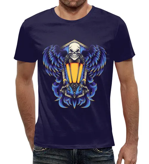 Заказать мужскую футболку в Москве. Футболка с полной запечаткой (мужская) Skull    от T-shirt print  - готовые дизайны и нанесение принтов.