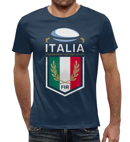 Заказать мужскую футболку в Москве. Футболка с полной запечаткой (мужская) Италия регби от rugby - готовые дизайны и нанесение принтов.