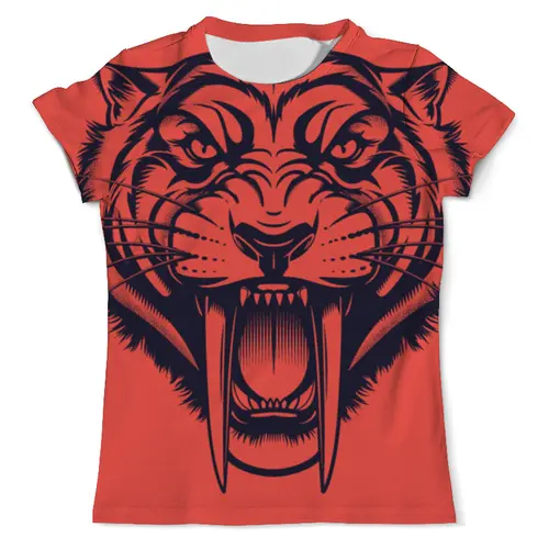 Заказать мужскую футболку в Москве. Футболка с полной запечаткой (мужская) Саблезубый тигр от Виктор Гришин - готовые дизайны и нанесение принтов.
