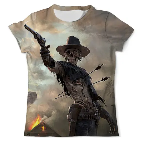 Заказать мужскую футболку в Москве. Футболка с полной запечаткой (мужская) WesternSkull от T-shirt print  - готовые дизайны и нанесение принтов.