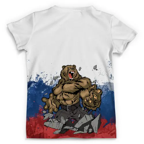 Заказать мужскую футболку в Москве. Футболка с полной запечаткой (мужская) Российский медведь от Markov - готовые дизайны и нанесение принтов.