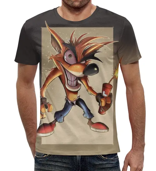Заказать мужскую футболку в Москве. Футболка с полной запечаткой (мужская) Crash Bandicoot от T-shirt print  - готовые дизайны и нанесение принтов.