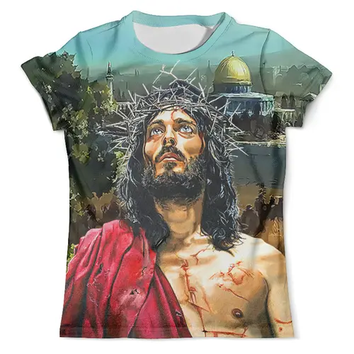 Заказать мужскую футболку в Москве. Футболка с полной запечаткой (мужская) Jesus Christ (Jerusalem) от balden - готовые дизайны и нанесение принтов.