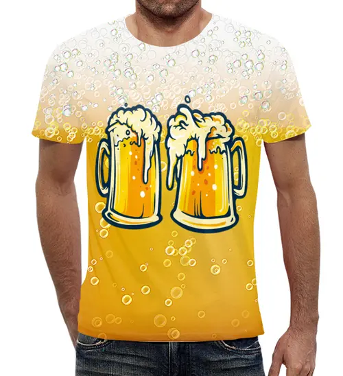 Заказать мужскую футболку в Москве. Футболка с полной запечаткой (мужская) Пиво пенное   от ПРИНТЫ ПЕЧАТЬ  - готовые дизайны и нанесение принтов.