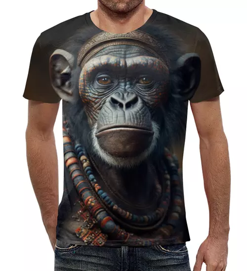 Заказать мужскую футболку в Москве. Футболка с полной запечаткой (мужская) Планета обезьян от DED  KASTET - готовые дизайны и нанесение принтов.