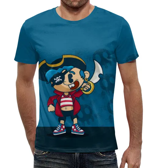 Заказать мужскую футболку в Москве. Футболка с полной запечаткой (мужская) Модный пиратик от T-shirt print  - готовые дизайны и нанесение принтов.
