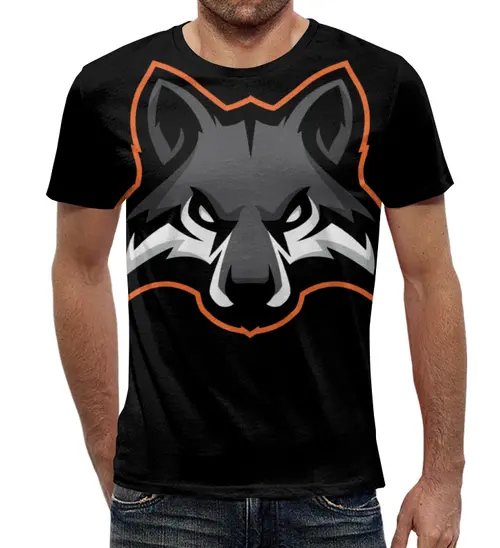 Заказать мужскую футболку в Москве. Футболка с полной запечаткой (мужская) Wolf / Волк от crash - готовые дизайны и нанесение принтов.