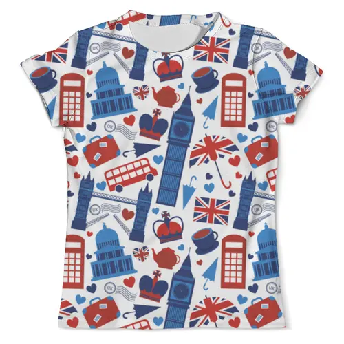 Заказать мужскую футболку в Москве. Футболка с полной запечаткой (мужская) Великобритания от Polilog - готовые дизайны и нанесение принтов.