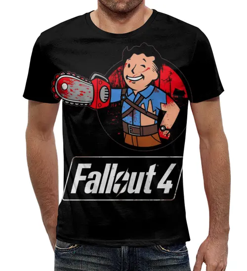 Заказать мужскую футболку в Москве. Футболка с полной запечаткой (мужская) Fallout 4 от Leichenwagen - готовые дизайны и нанесение принтов.