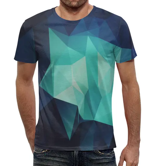 Заказать мужскую футболку в Москве. Футболка с полной запечаткой (мужская) Blue Abstract от THE_NISE  - готовые дизайны и нанесение принтов.