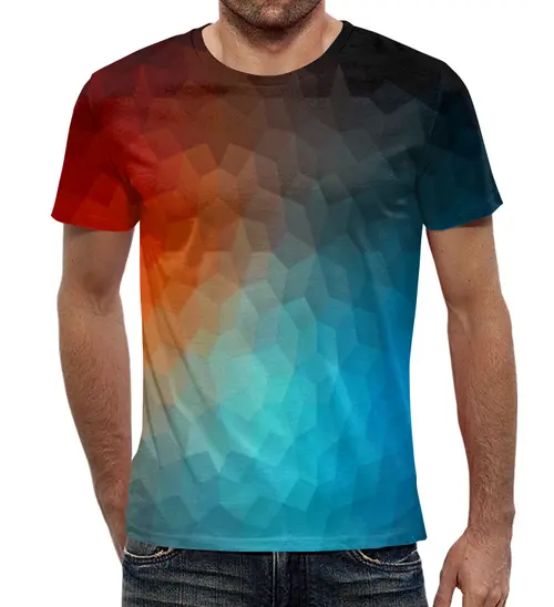 Заказать мужскую футболку в Москве. Футболка с полной запечаткой (мужская) Polygon color от THE_NISE  - готовые дизайны и нанесение принтов.
