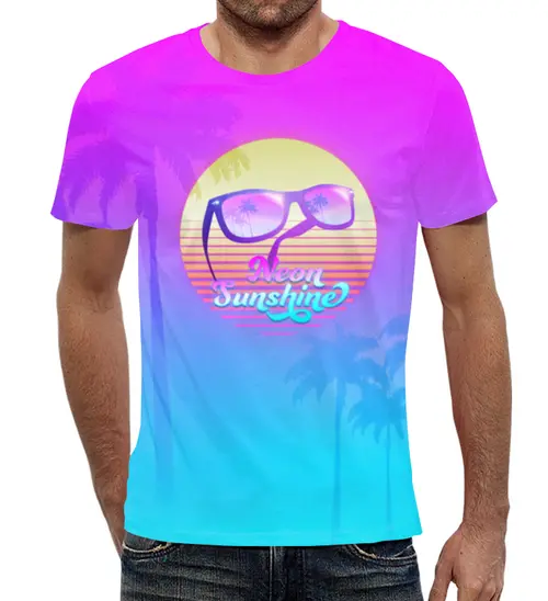 Заказать мужскую футболку в Москве. Футболка с полной запечаткой (мужская) Neon Sunshine от ganzgunner@mail.ru - готовые дизайны и нанесение принтов.