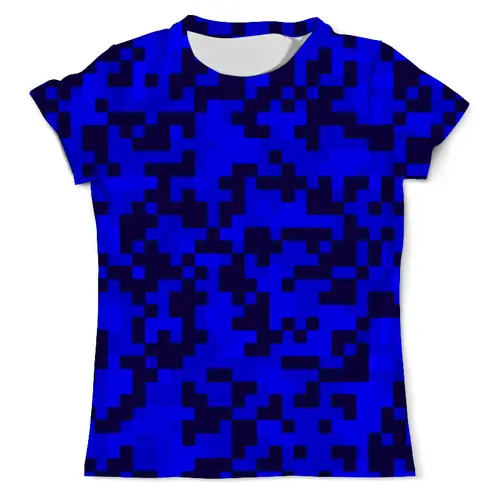 Заказать мужскую футболку в Москве. Футболка с полной запечаткой (мужская) Синие пиксели от THE_NISE  - готовые дизайны и нанесение принтов.