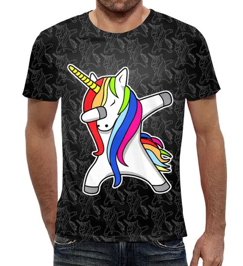 Заказать мужскую футболку в Москве. Футболка с полной запечаткой (мужская) Unicorn от balden - готовые дизайны и нанесение принтов.