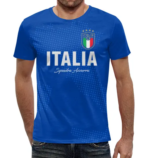 Заказать мужскую футболку в Москве. Футболка с полной запечаткой (мужская) Сборная Италии от geekbox - готовые дизайны и нанесение принтов.