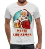 Заказать мужскую футболку в Москве. Футболка с полной запечаткой (мужская) Веселый Санта  от ПРИНТЫ ПЕЧАТЬ  - готовые дизайны и нанесение принтов.