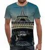 Заказать мужскую футболку в Москве. Футболка с полной запечаткой (мужская) Эйфелева башня от Violet - готовые дизайны и нанесение принтов.