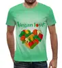Заказать мужскую футболку в Москве. Футболка с полной запечаткой (мужская) Vegan love от Antaya - готовые дизайны и нанесение принтов.