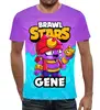 Заказать мужскую футболку в Москве. Футболка с полной запечаткой (мужская) BRAWL STARS GENE от geekbox - готовые дизайны и нанесение принтов.