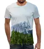 Заказать мужскую футболку в Москве. Футболка с полной запечаткой (мужская) Снежные горы от THE_NISE  - готовые дизайны и нанесение принтов.