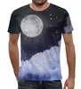 Заказать мужскую футболку в Москве. Футболка с полной запечаткой (мужская) Ночь и луна от weeert - готовые дизайны и нанесение принтов.