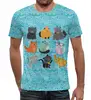 Заказать мужскую футболку в Москве. Футболка с полной запечаткой (мужская) Цветные кошки от Yaroslava - готовые дизайны и нанесение принтов.