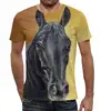 Заказать мужскую футболку в Москве. Футболка с полной запечаткой (мужская) Портрет лошади от Iya Akimova - готовые дизайны и нанесение принтов.
