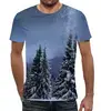 Заказать мужскую футболку в Москве. Футболка с полной запечаткой (мужская) Зимний лес от weeert - готовые дизайны и нанесение принтов.