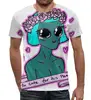 Заказать мужскую футболку в Москве. Футболка с полной запечаткой (мужская) Cute alien от Kelli Relli - готовые дизайны и нанесение принтов.