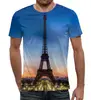 Заказать мужскую футболку в Москве. Футболка с полной запечаткой (мужская) Париж эйфлева  башня от Fil6 - готовые дизайны и нанесение принтов.