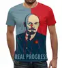 Заказать мужскую футболку в Москве. Футболка с полной запечаткой (мужская) Ленин от aleks_say - готовые дизайны и нанесение принтов.