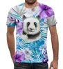 Заказать мужскую футболку в Москве. Футболка с полной запечаткой (мужская) Панда и цветы от THE_NISE  - готовые дизайны и нанесение принтов.