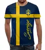 Заказать мужскую футболку в Москве. Футболка с полной запечаткой (мужская) Сборная Швеции от geekbox - готовые дизайны и нанесение принтов.