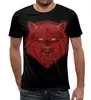 Заказать мужскую футболку в Москве. Футболка с полной запечаткой (мужская) Красный волк от YellowCloverShop - готовые дизайны и нанесение принтов.