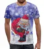 Заказать мужскую футболку в Москве. Футболка с полной запечаткой (мужская) Santa Snowboard (С Новым Годом!) от balden - готовые дизайны и нанесение принтов.