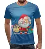 Заказать мужскую футболку в Москве. Футболка с полной запечаткой (мужская) Санта Клаус   от T-shirt print  - готовые дизайны и нанесение принтов.