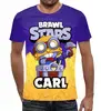 Заказать мужскую футболку в Москве. Футболка с полной запечаткой (мужская) BRAWL STARS CARL от geekbox - готовые дизайны и нанесение принтов.