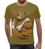 Заказать мужскую футболку в Москве. Футболка с полной запечаткой (мужская) Медведь качок от T-shirt print  - готовые дизайны и нанесение принтов.
