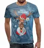 Заказать мужскую футболку в Москве. Футболка с полной запечаткой (мужская) Merry Christmas от T-shirt print  - готовые дизайны и нанесение принтов.