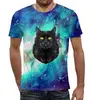 Заказать мужскую футболку в Москве. Футболка с полной запечаткой (мужская) Кот в космосе от THE_NISE  - готовые дизайны и нанесение принтов.