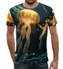 Заказать мужскую футболку в Москве. Футболка с полной запечаткой (мужская) Jellyfish от Дана Столыпина - готовые дизайны и нанесение принтов.