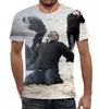 Заказать мужскую футболку в Москве. Футболка с полной запечаткой (мужская) Мем мужик с песком (1) от kulakov11@gmail.com - готовые дизайны и нанесение принтов.